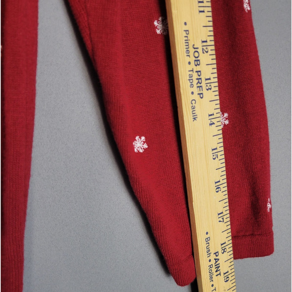 Vintage 90's Baxter & Wells Embroidered Snowflake Cardigan Sweater Womens L Red - Picture 7 of 10